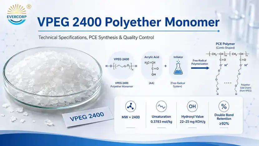 VPEG 2400 Polyether Monomer: Technical Specifications, PCE Synthesis & Quality Control